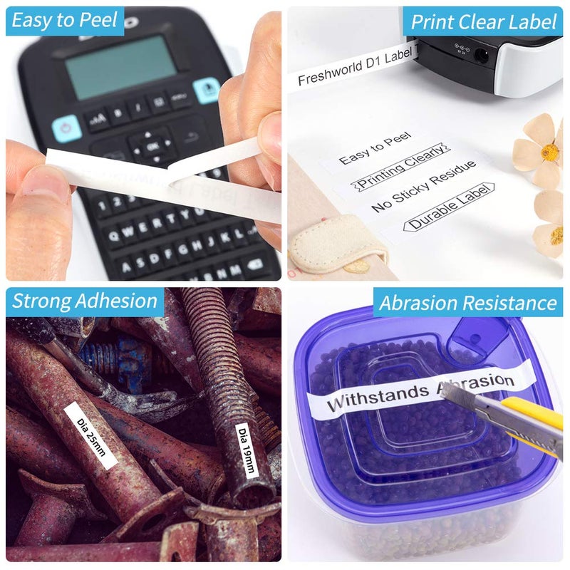 Freshworld 4x a45013 Label Maker Tape Replace for DYMO D1 Label Tape Black on White 45013 S0720530,1/2Inch(12mm)x23 Ft(7m) Refill Compatible with Dymo LabelManager 160 210D 260P 280 360D 420P 450D PnP - Image 4